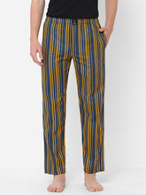 Men's Striped, Yellow, Cotton, Regular Fit, Elasticated, Waistband, Pyjama  With Side Pockets